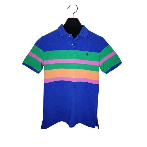 Polo Ralph Lauren Colorblock Stripe Polo Shirt Boys XL Blue - Picture 1 of 9
